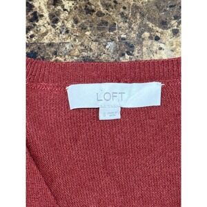 LOFT‎ Red Wrap V Neck Long Sleeve Knit Sweater Top Womens Size S